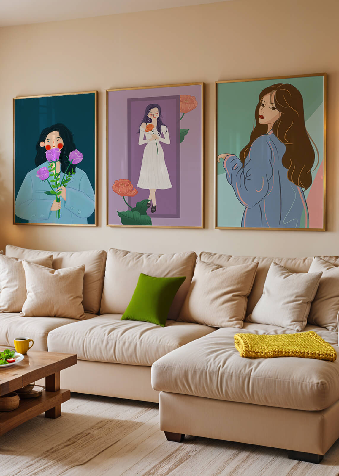 Ilustraciones Modernas De Mujeres Con Flores