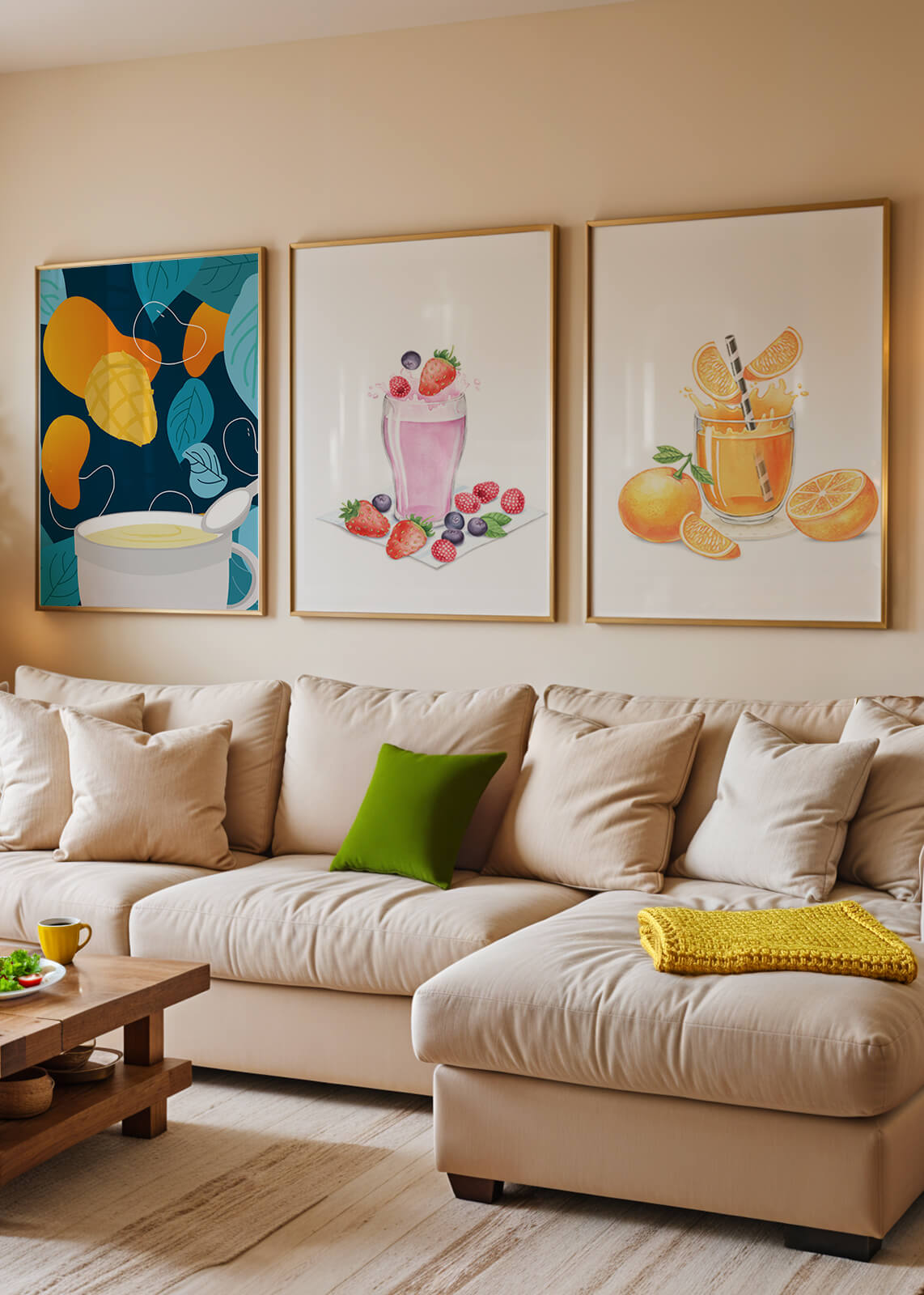 Conjunto de ilustraciones de bebidas frutales coloridas sin marco