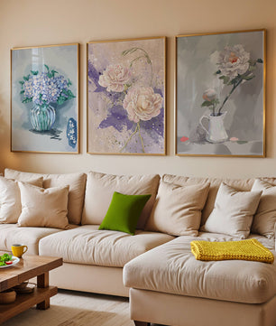 Ensemble d’art floral imprimé sans cadre au format vertical