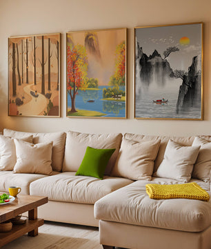 Ensemble de tableaux de paysages naturels scéniques avec art asiatique