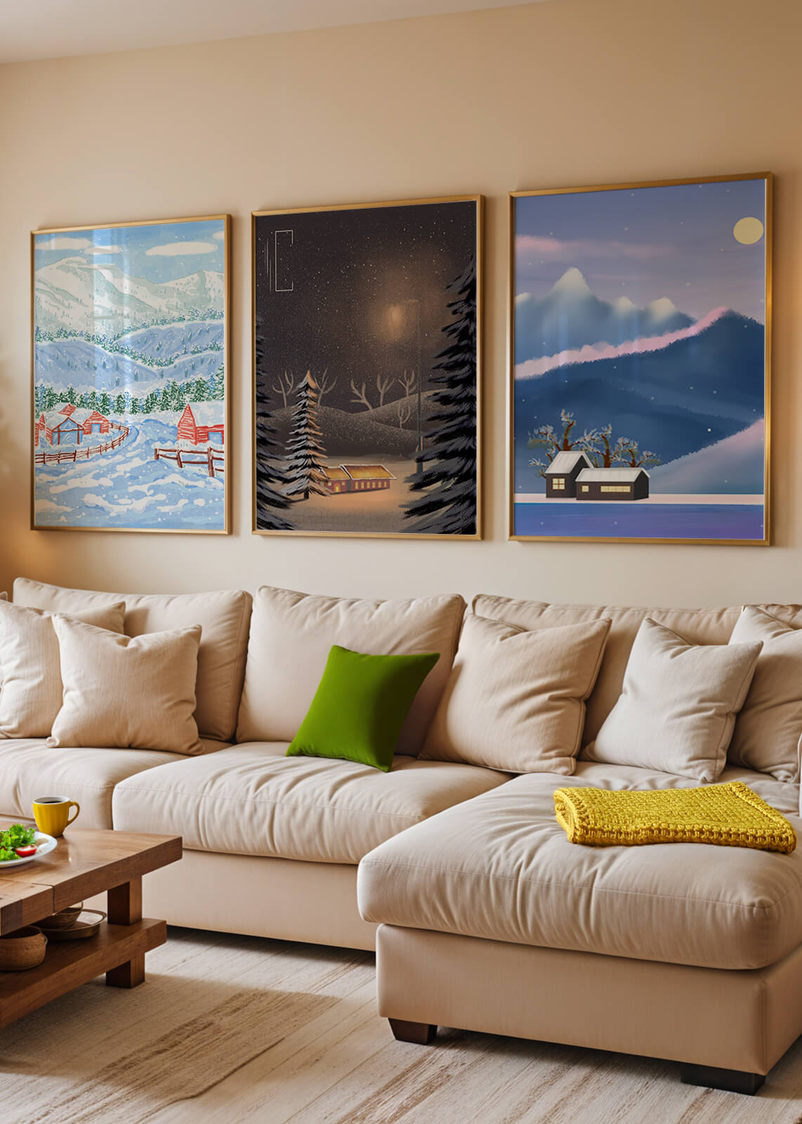 Tableaux de paysages hivernaux avec impression de haute qualité