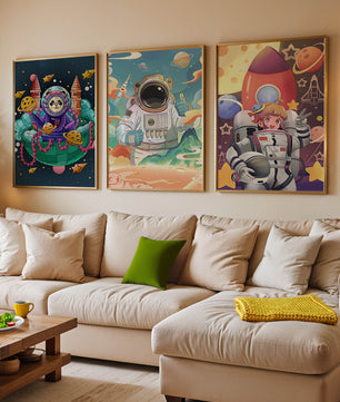 Des designs spatiaux colorés avec une thématique d’astronautes