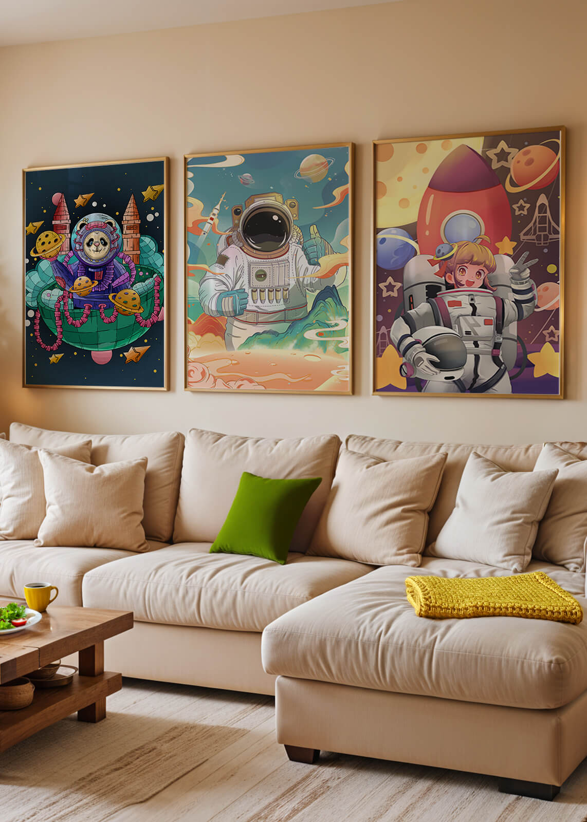 Coloridos diseños espaciales con temática de astronautas