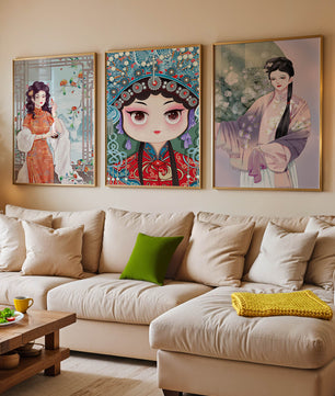 Élégantes illustrations de femmes en style oriental avec impression de haute qualité