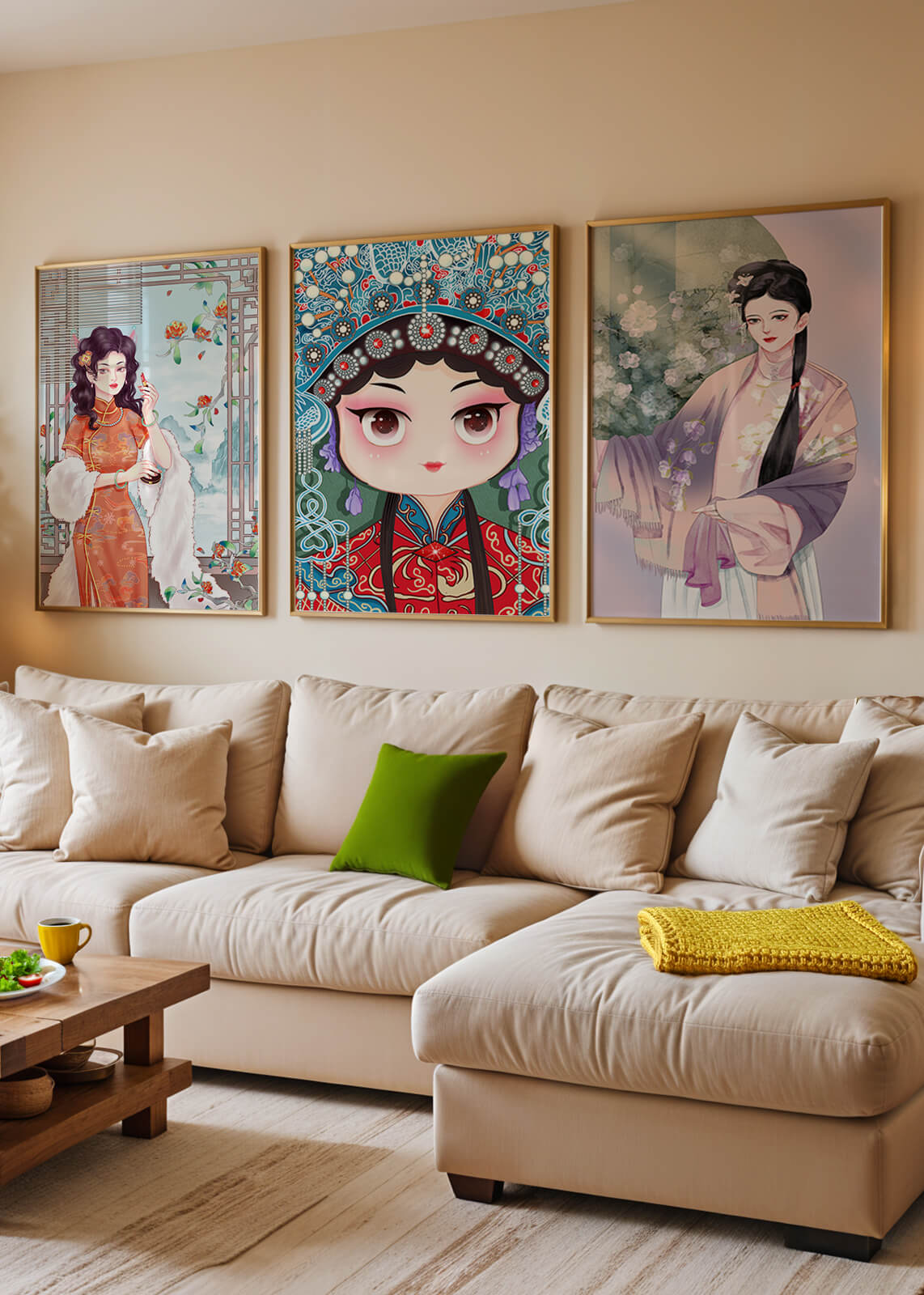 Élégantes illustrations de femmes en style oriental avec impression de haute qualité