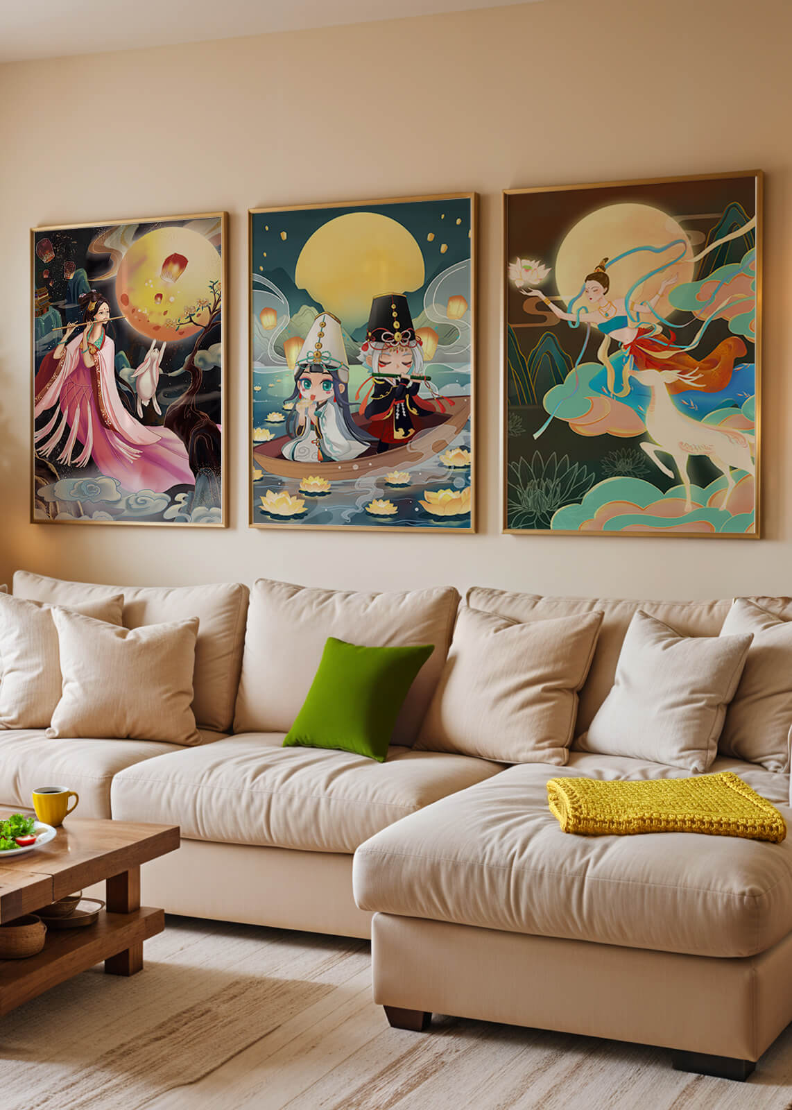 Pinturas De Fantasía Con Luna Llena Y Personajes Mitológicos