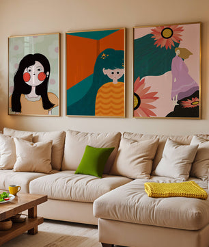 Art moderne coloré en trois designs verticaux