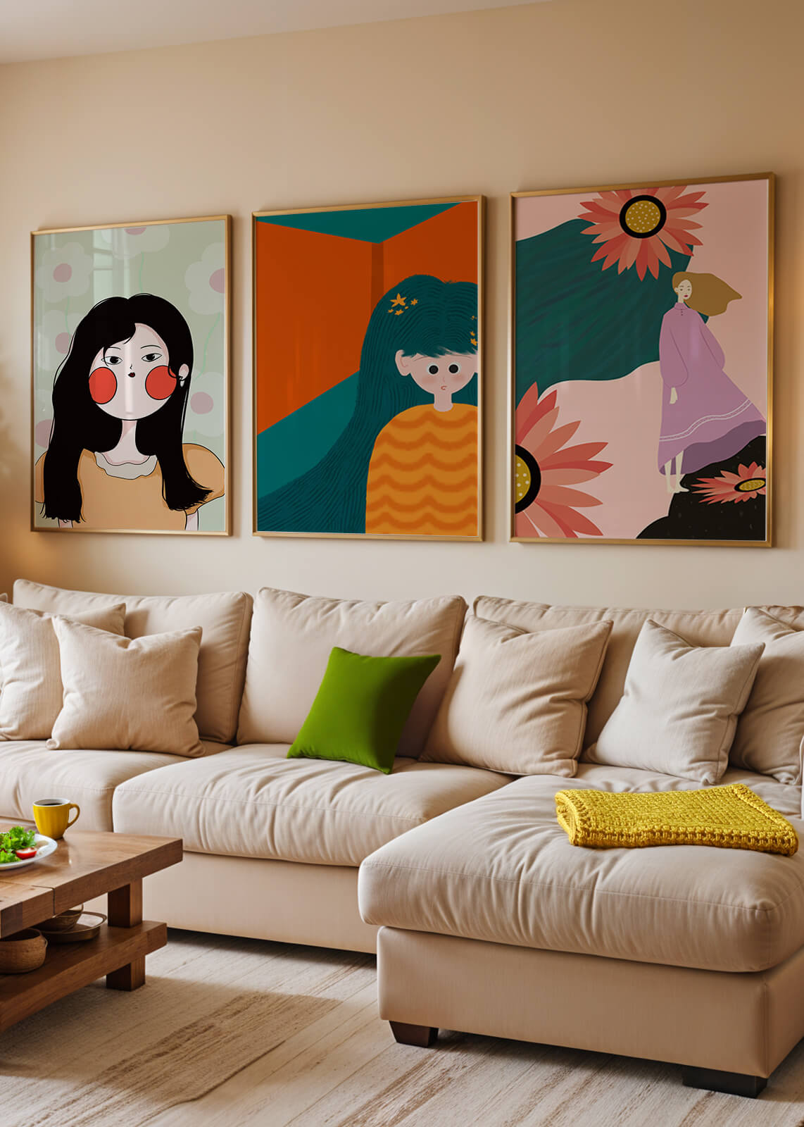 Art moderne coloré en trois designs verticaux