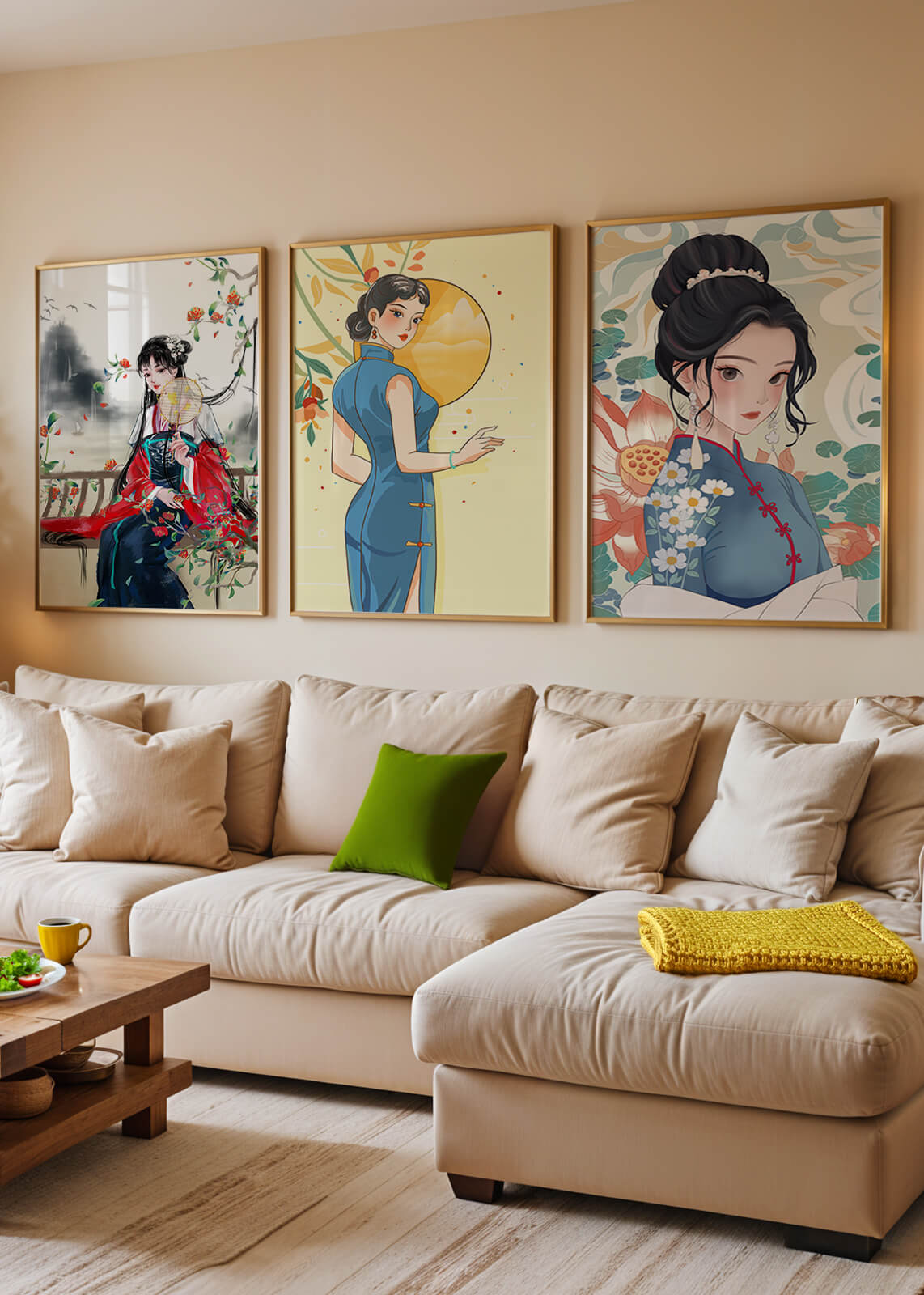 Impressions artistiques de femmes dans le style traditionnel asiatique