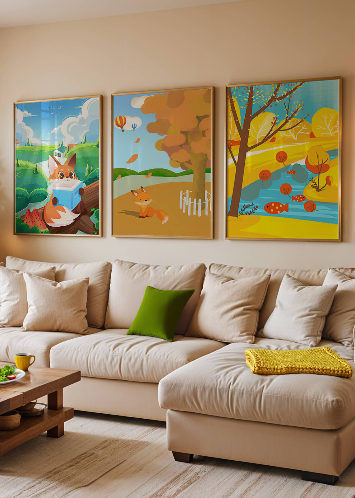 Conjunto de Ilustraciones de Zorros en Paisajes Naturales