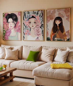 Illustrations artistiques de femmes avec des fleurs et inspiration botanique