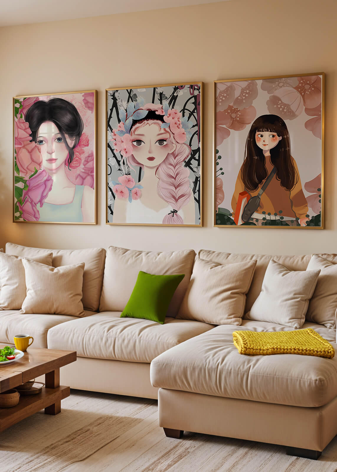 Illustrations artistiques de femmes avec des fleurs et inspiration botanique