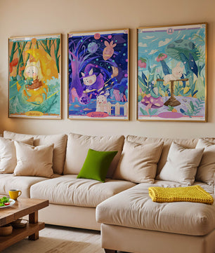 Arte Zodiacal en Lienzo con Ilustraciones Infantiles