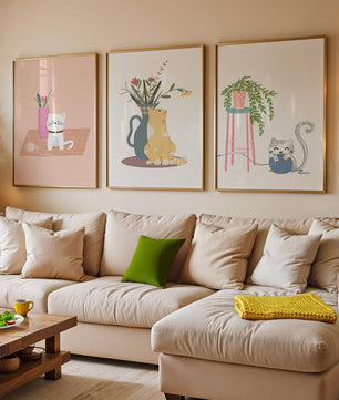 Imágenes Decorativas de Gatos y Plantas en Interiores Modernos