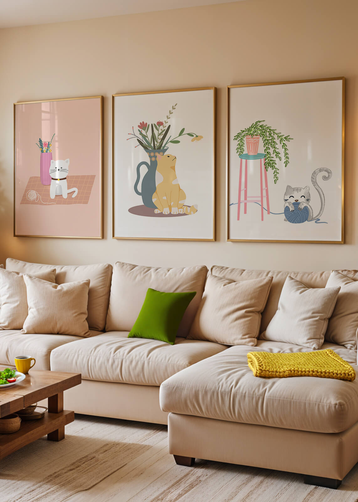 Imágenes Decorativas de Gatos y Plantas en Interiores Modernos