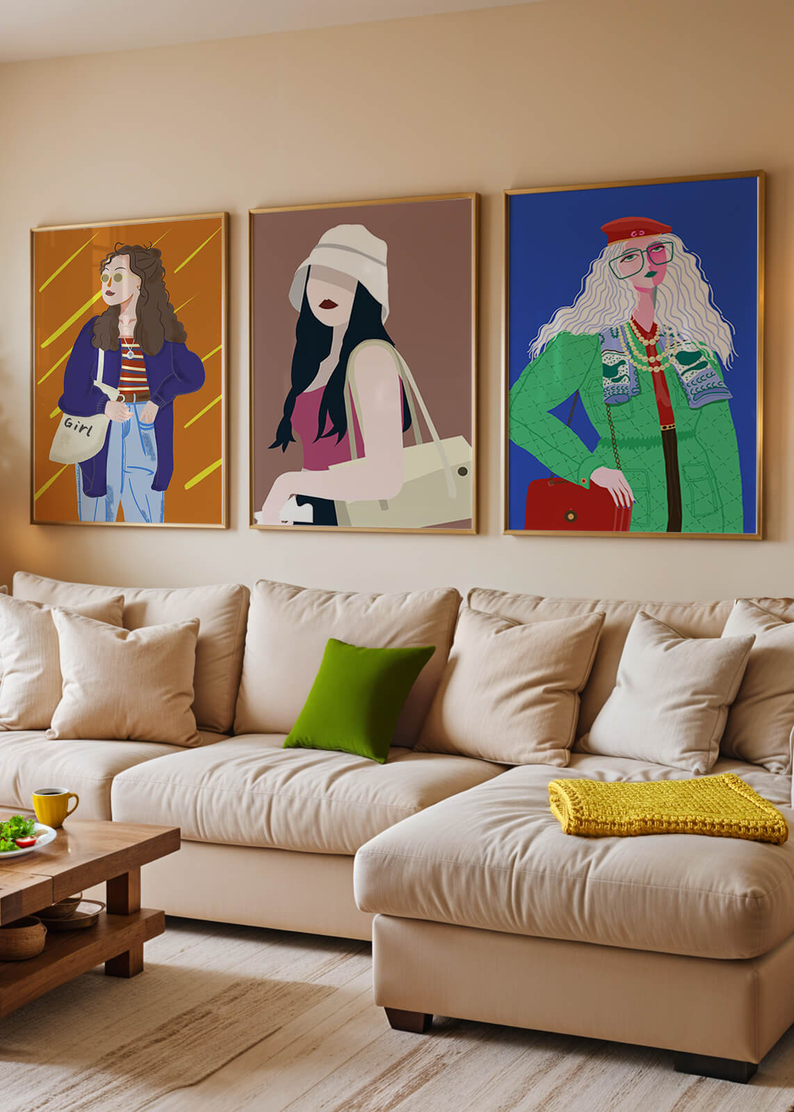 Conjunto de Retratos Modernos de Mujeres con Estilo en Arte Digital