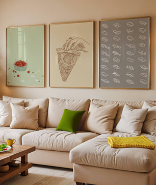 Trio d’affiches d’art moderne sur la nourriture