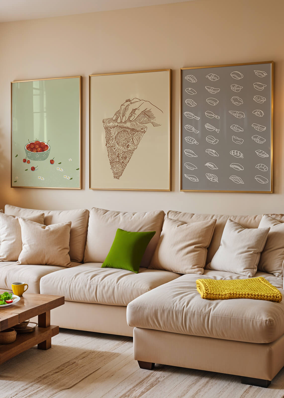 Trío de Pósteres de Arte Moderno de Comida