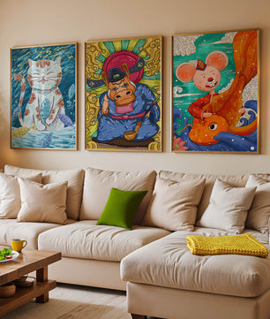 Ensemble d'illustrations d'animaux au style fantastique