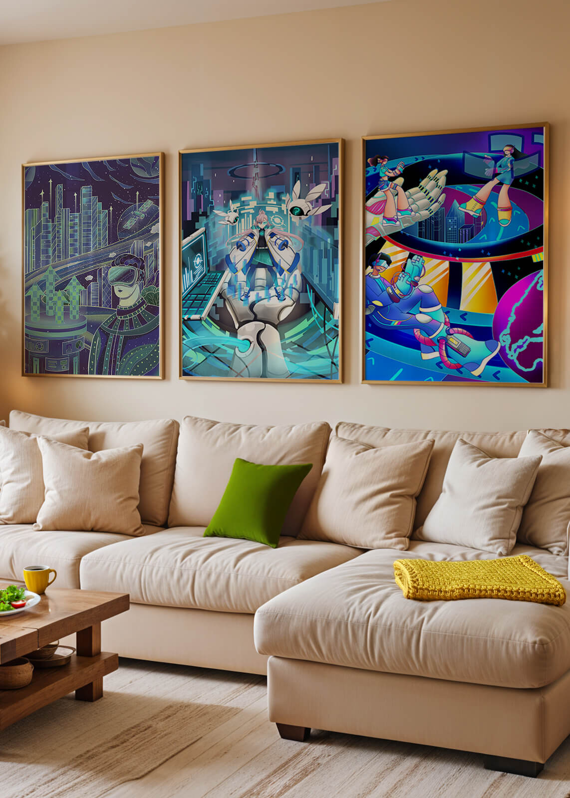 Impresiones Futuristas en Arte Digital Sin Marco