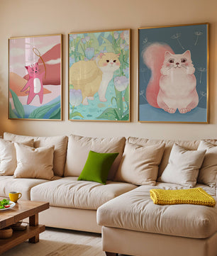 Ensemble d’illustrations de chats dans un style artistique moderne