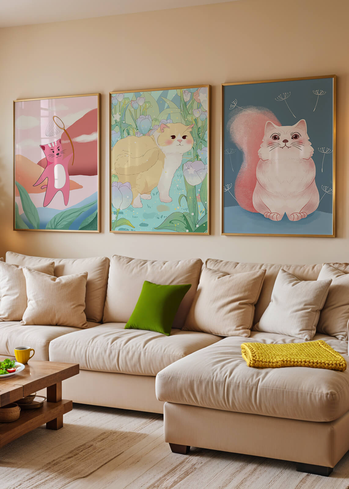 Ensemble d’illustrations de chats dans un style artistique moderne
