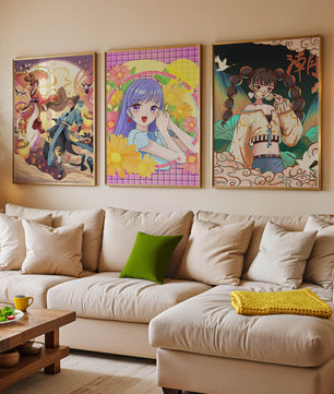 Ensemble d'illustrations d'anime aux designs joyeux et colorés