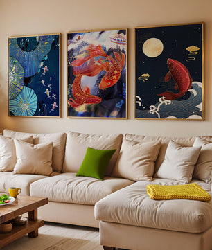 Koi-Fisch-Poster im Orientalischen Stil