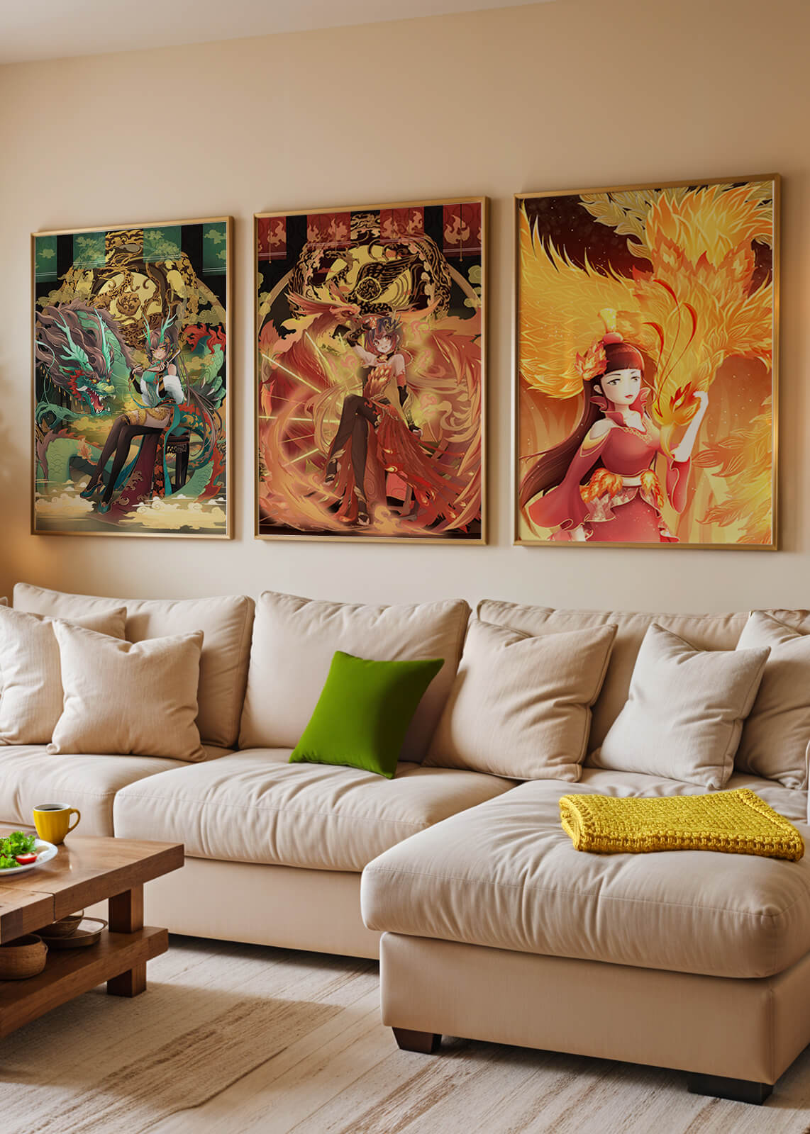 Fantasievolle Illustrationen mit mythologischen Motiven in leuchtenden Farben