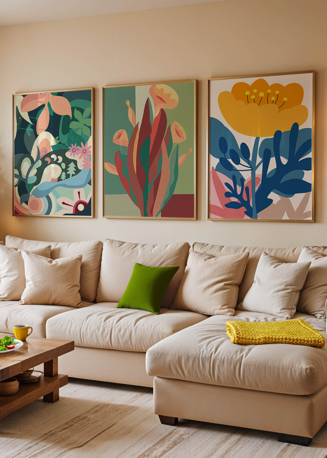 Conjunto De Arte Floral Moderno Sin Marco