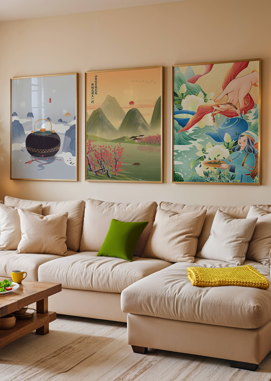 Art moderne avec paysages naturels et détails colorés