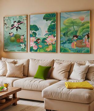 Kunstdrucke im asiatischen Stil mit Naturmotiven
