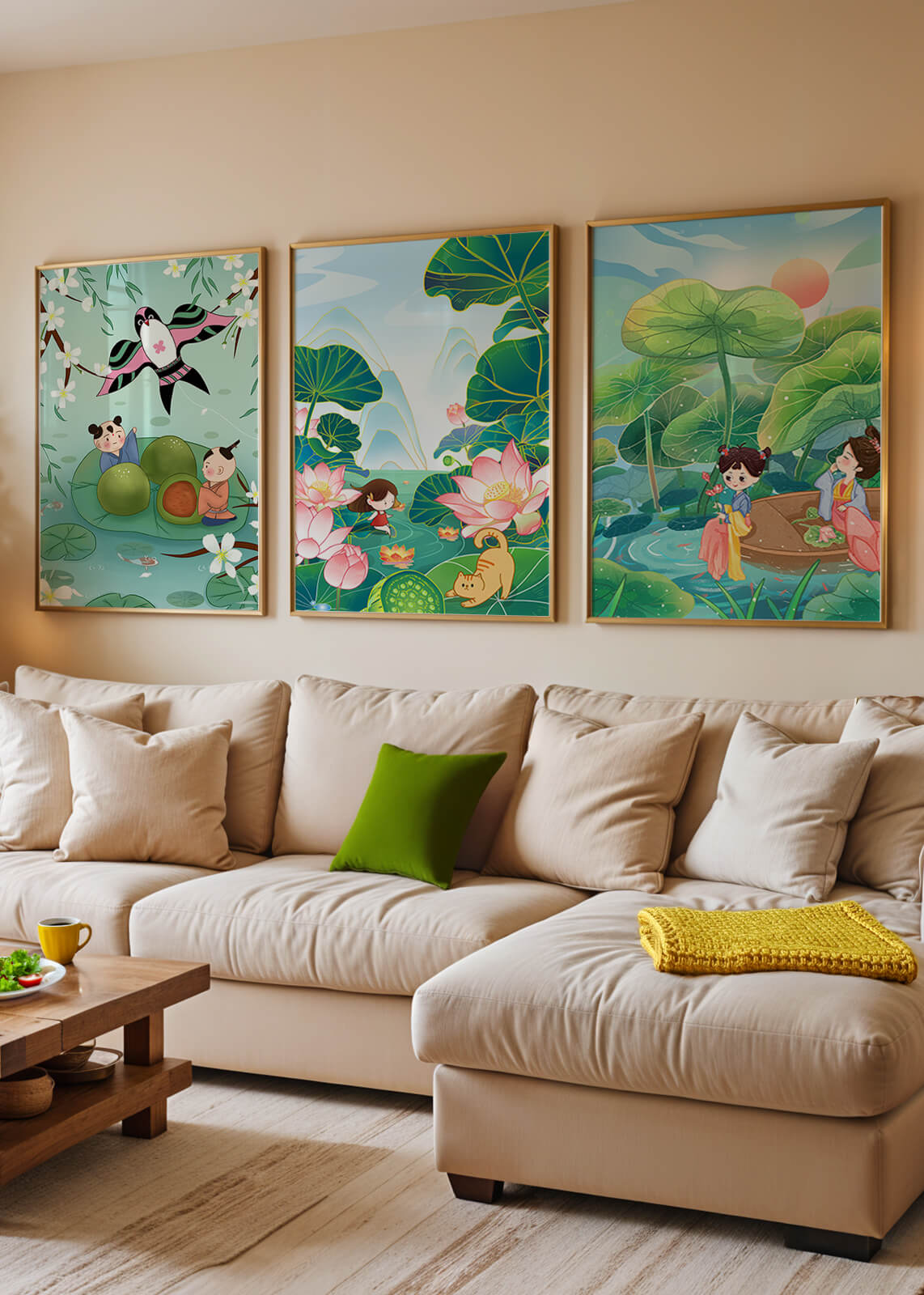 Kunstdrucke im asiatischen Stil mit Naturmotiven