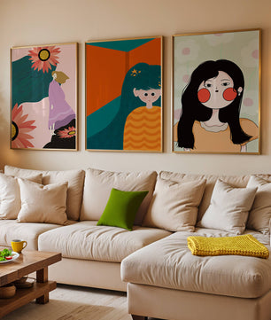 Illustrations modernes colorées sans cadre avec portraits
