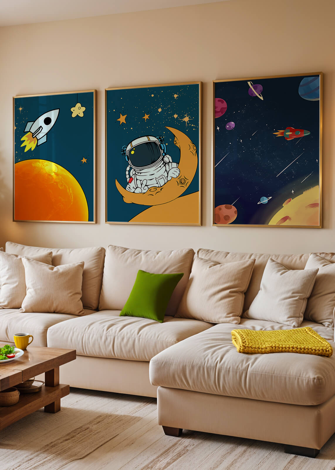Ensemble d’images d’espace avec astronaute et fusée