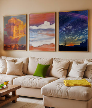 Pinturas Abstractas De Cielo Y Paisaje Sin Marco