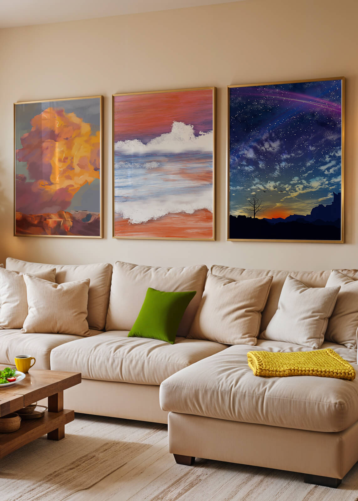Pinturas Abstractas De Cielo Y Paisaje Sin Marco