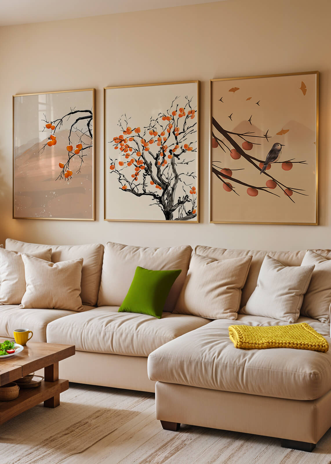 Conjunto de Arte Decorativo con Motivos de Naturaleza y Frutas de Otoño