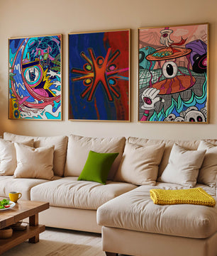 Ensemble d'œuvres d'art moderne aux couleurs vibrantes