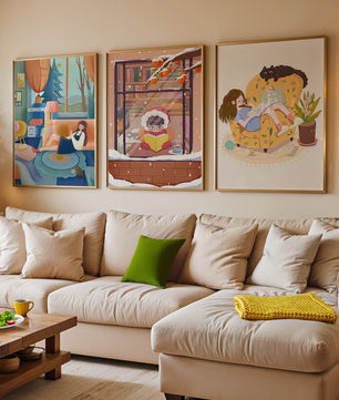 Décorations artistiques chaleureuses pour la maison avec des illustrations d’hiver