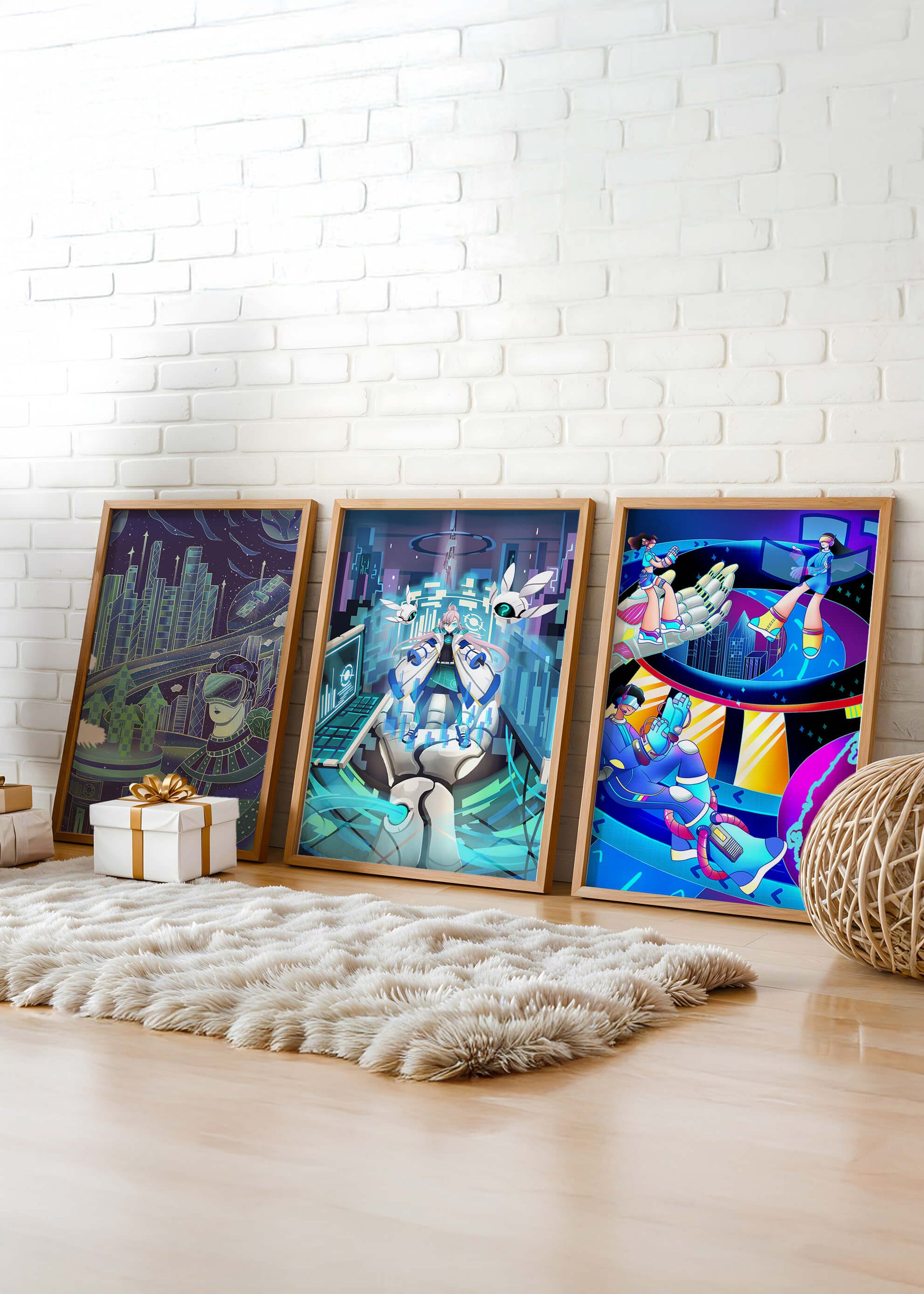 Impresiones Futuristas en Arte Digital Sin Marco