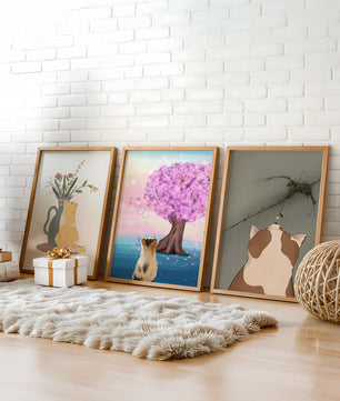 Ensemble d'impressions de chats et de nature