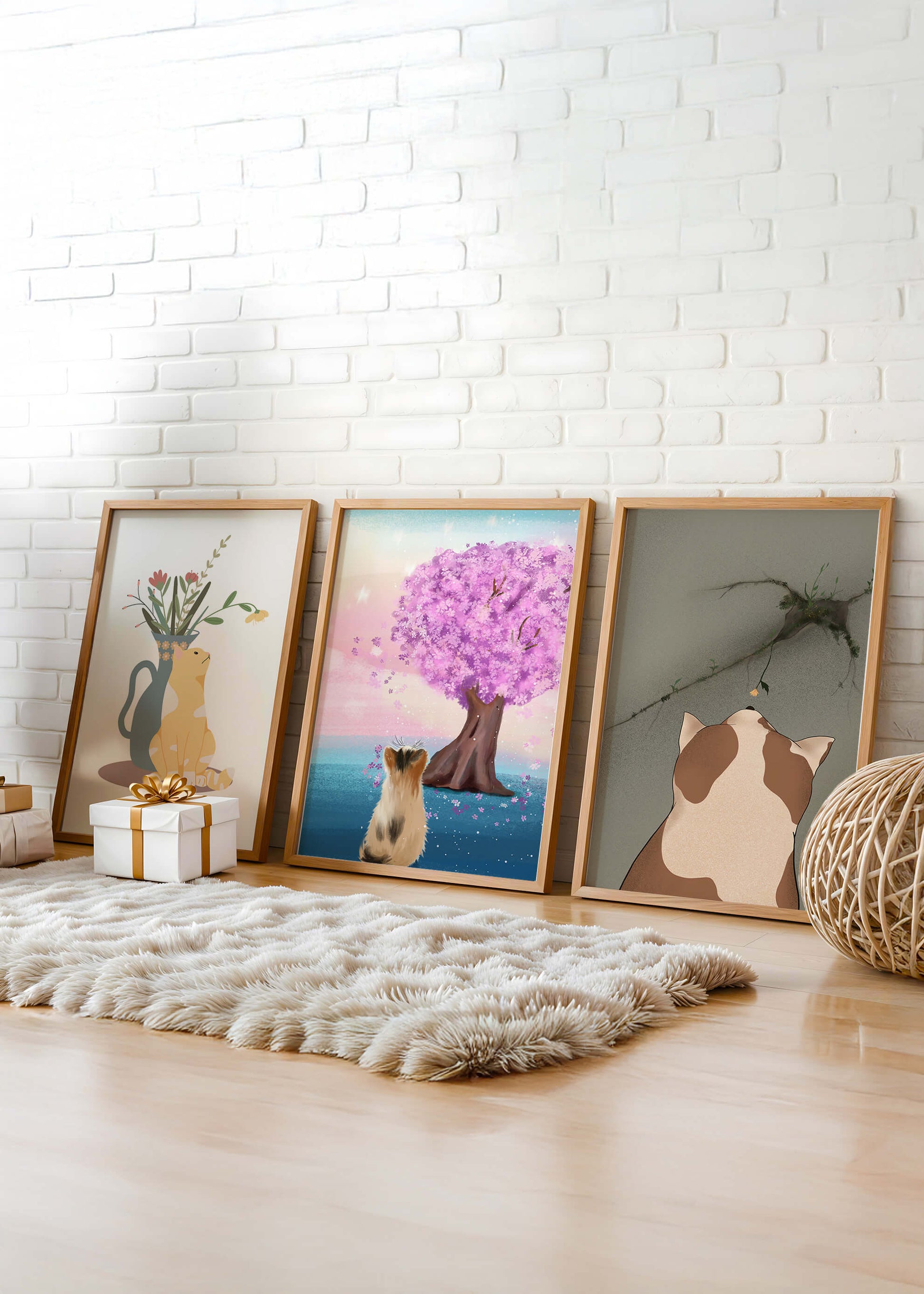 Ensemble d'impressions de chats et de nature