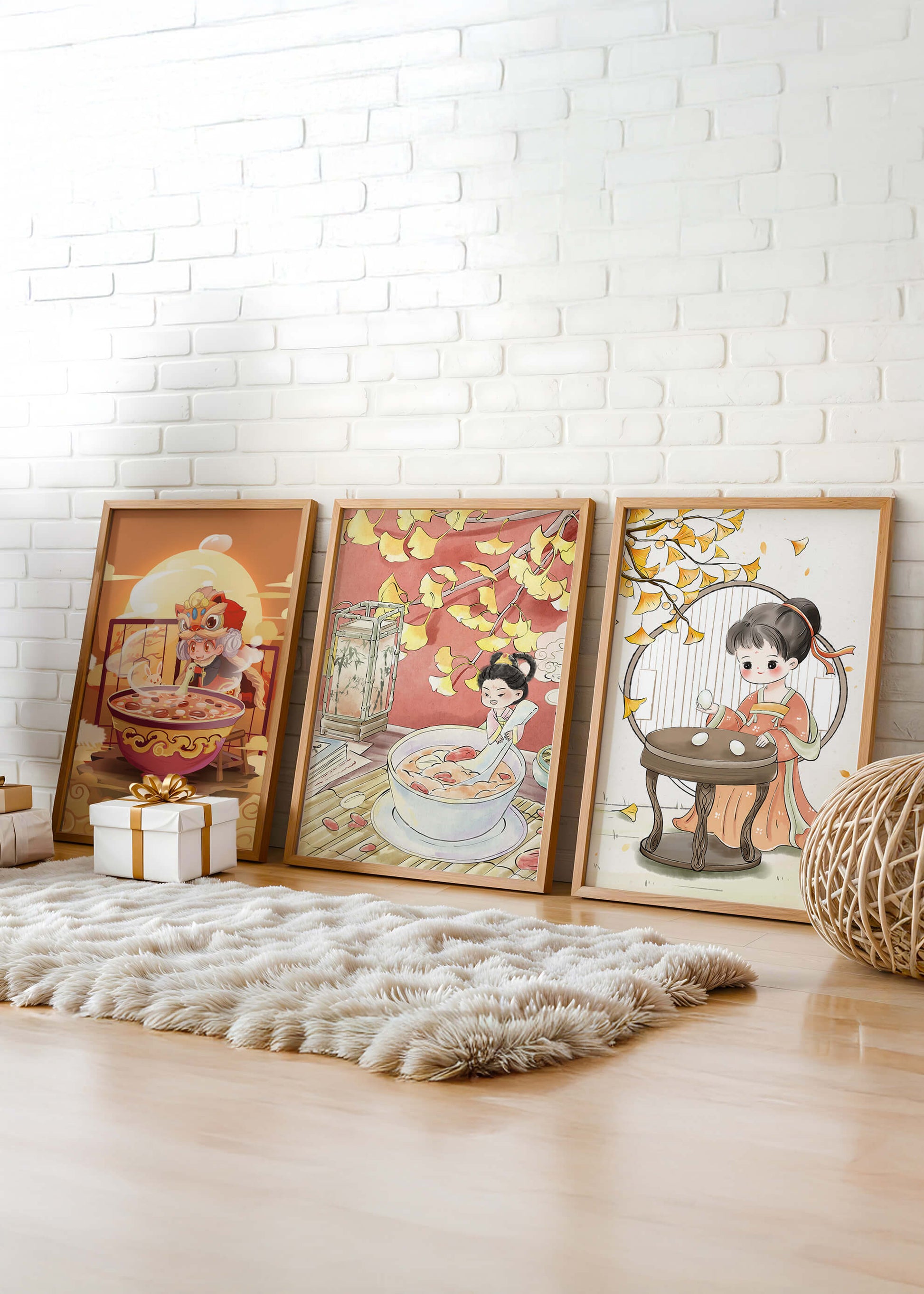 Ilustraciones Animadas de Niños en Ambientes Cálidos y Enmarcados