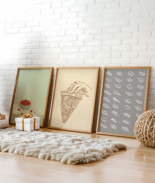Trio d’affiches d’art moderne sur la nourriture