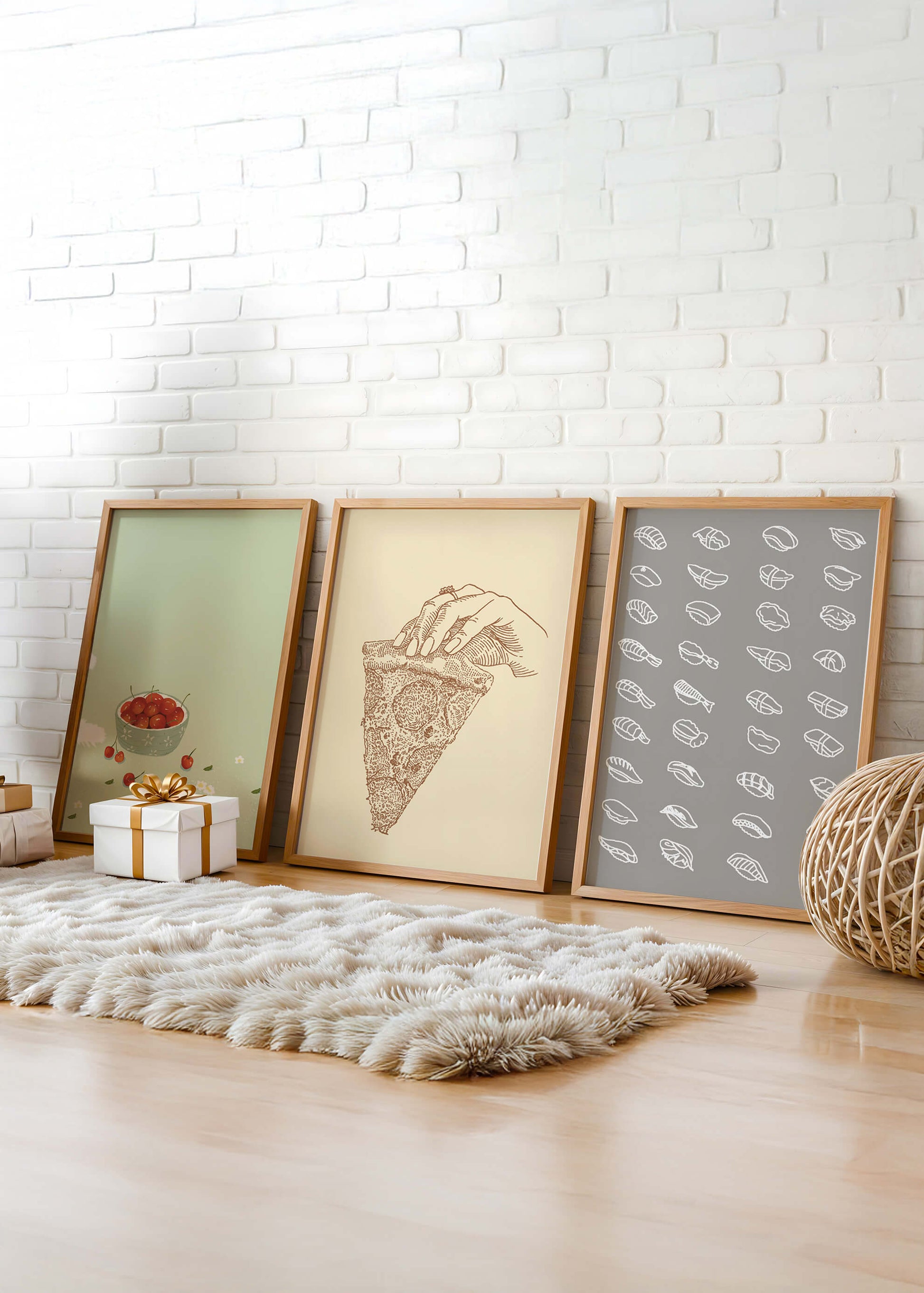 Trío de Pósteres de Arte Moderno de Comida