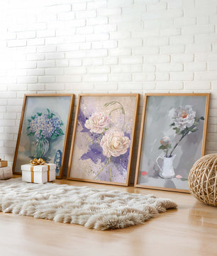 Ensemble d’art floral imprimé sans cadre au format vertical