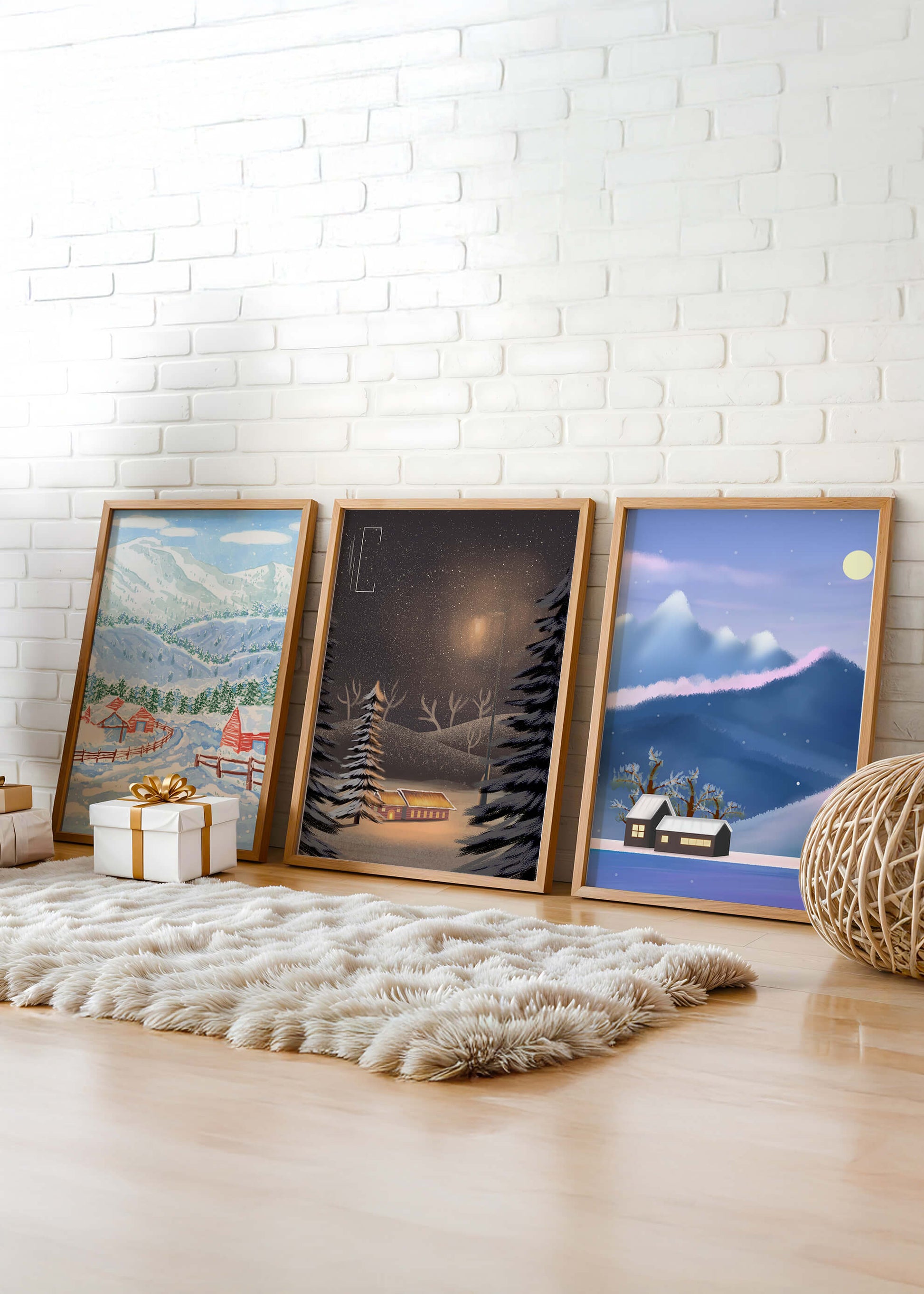 Tableaux de paysages hivernaux avec impression de haute qualité