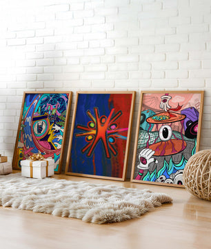 Ensemble d'œuvres d'art moderne aux couleurs vibrantes