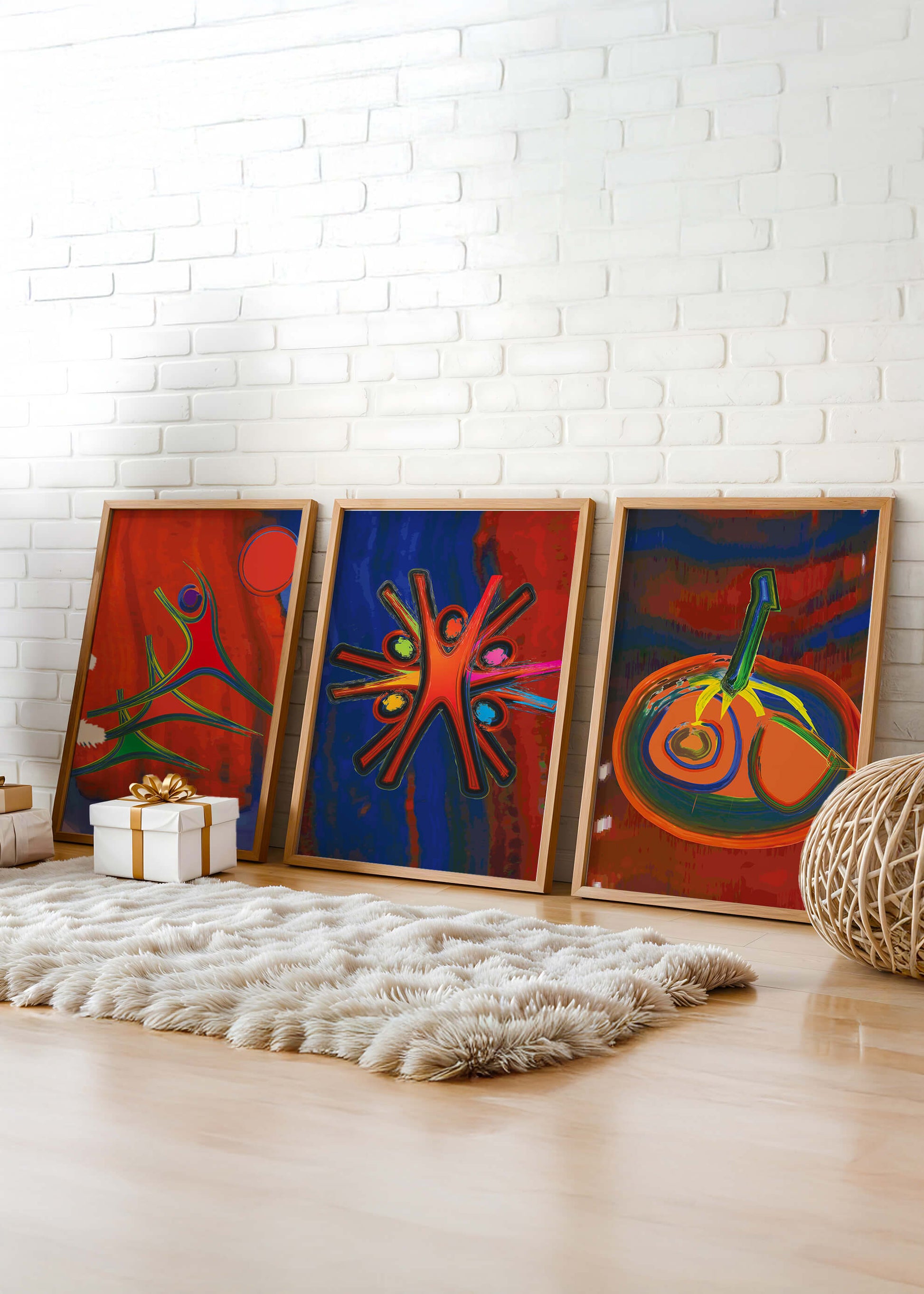 Pinturas Abstractas Coloridas en Estilo Moderno Sin Marco